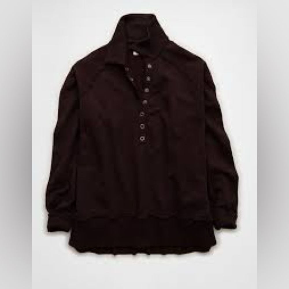 American Eagle big hug Henley sweatshirt dark brown - Picture 3 of 4
